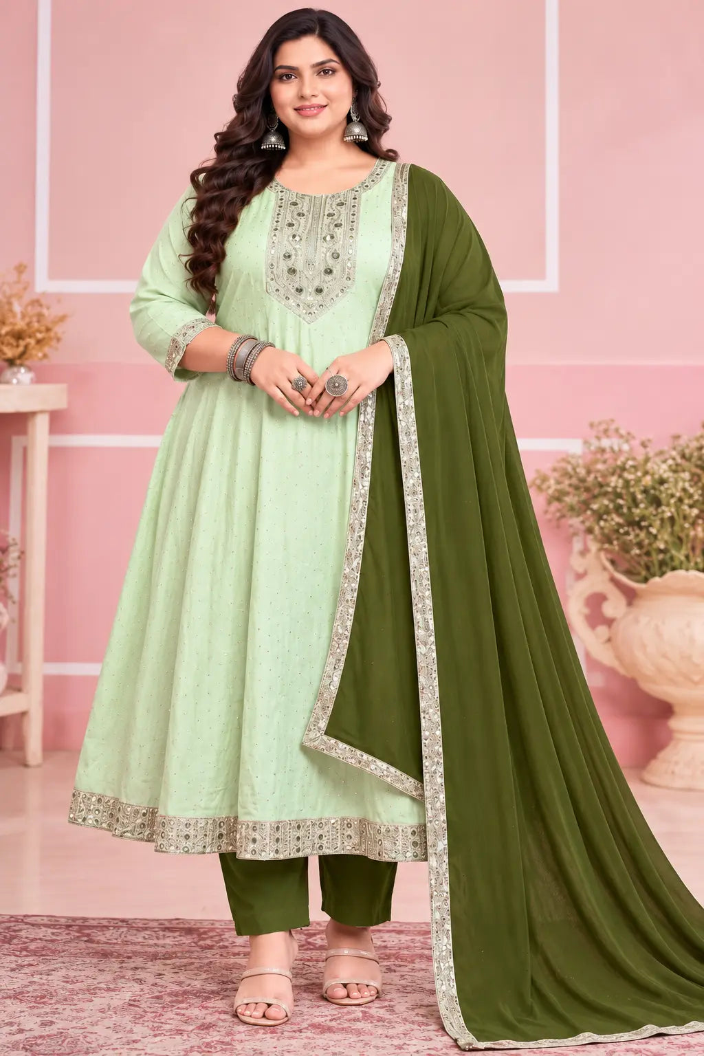 Plus Size Stone Vizhitra Silk Party Wear