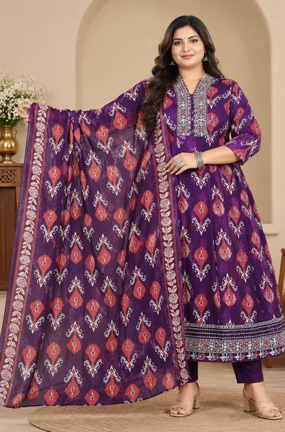 Plus Size Scalp Neck Design Umbrella With Dupatta