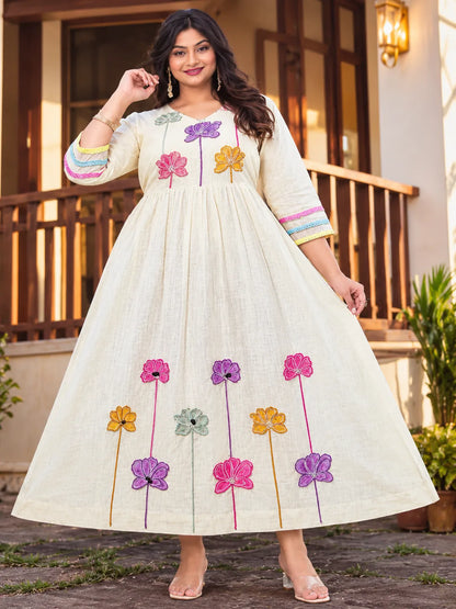 Plus Size Premium Malmal Cotton Anarkali Dress