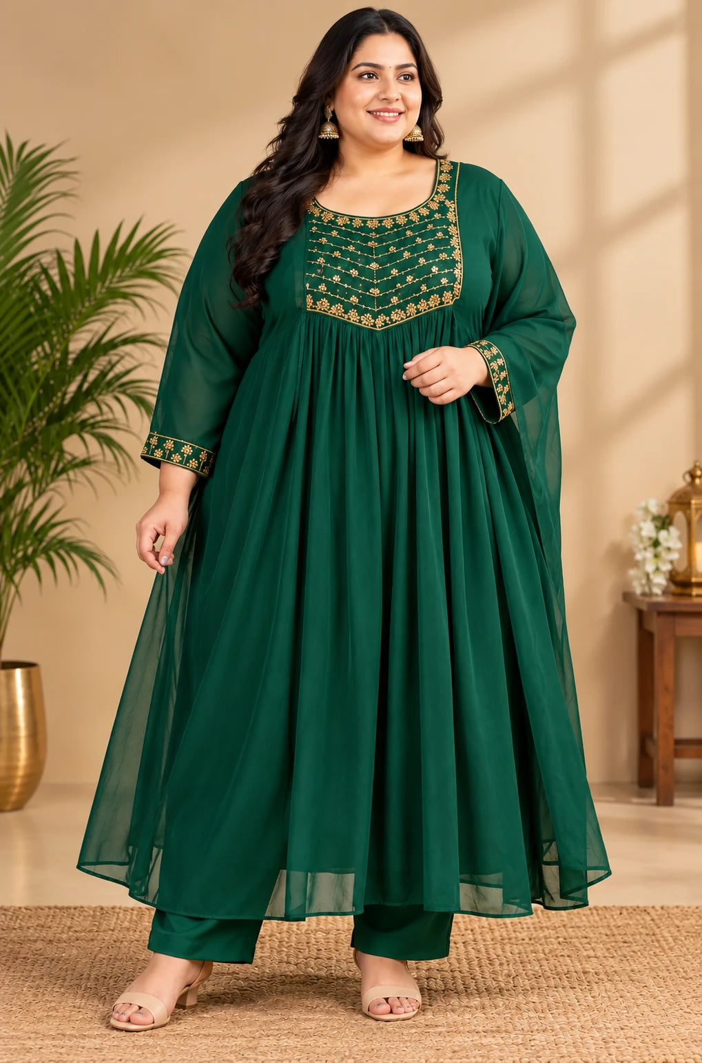 Plus Size Rukku Aari Work 2pcs Set