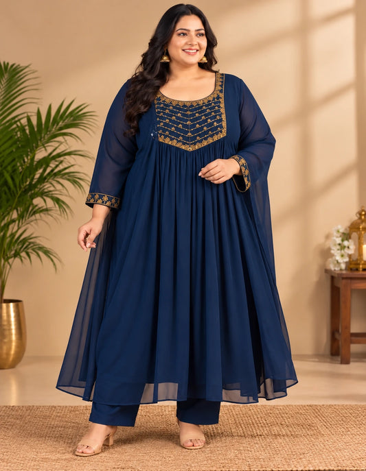 Plus Size Rukku Aari Work 2pcs Set