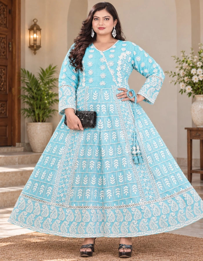 Plus Size Aquaba Thread Anarkali