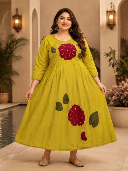 Plus Size Mulmul Cotton Thread Emporidary