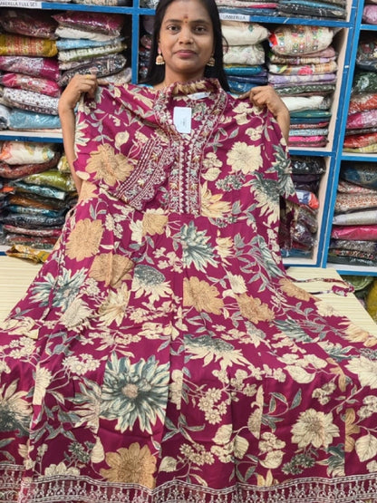 Plus Size Scalp Neck Panel Cut Anarkali