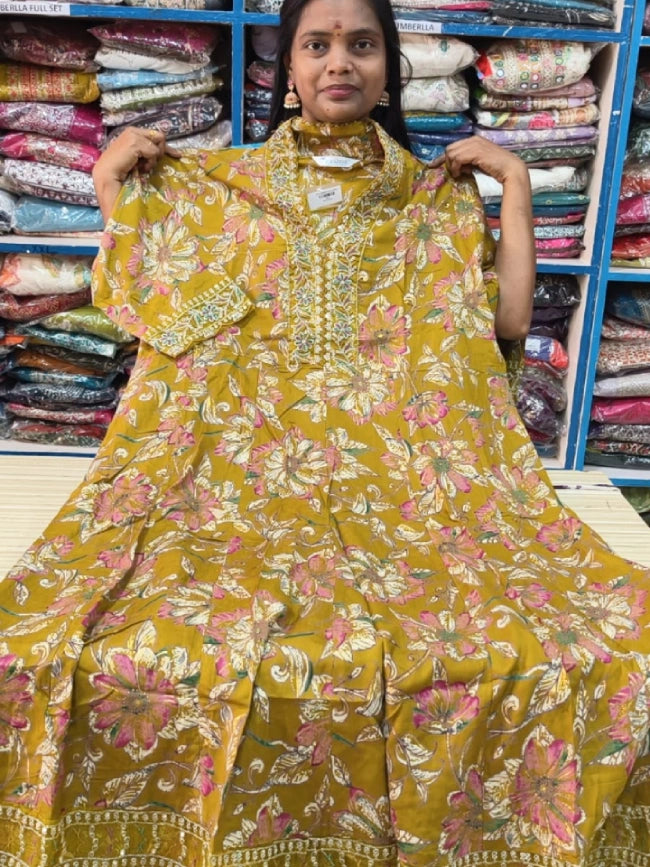 Plus Size Scalp Neck Panel Cut Anarkali