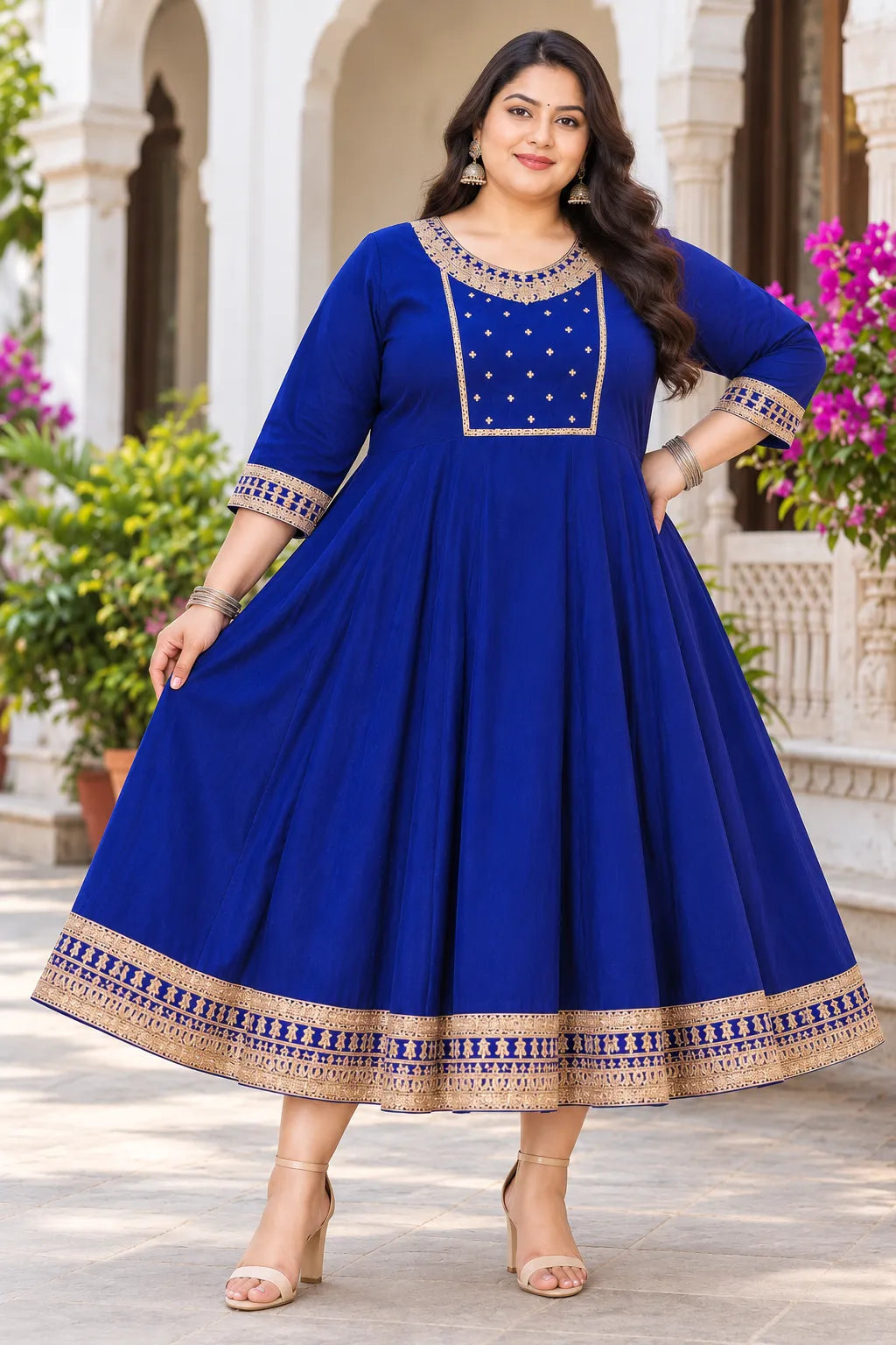 Plus Size Patch Work Pannel Cut Anarkali