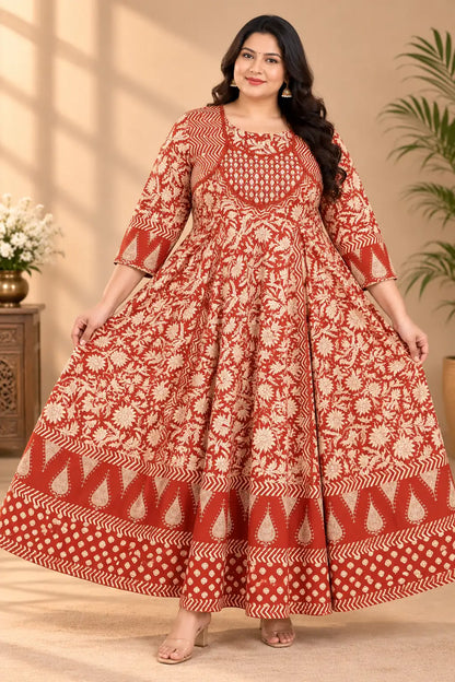 Plus Size Mirror Patch Work Anarkali