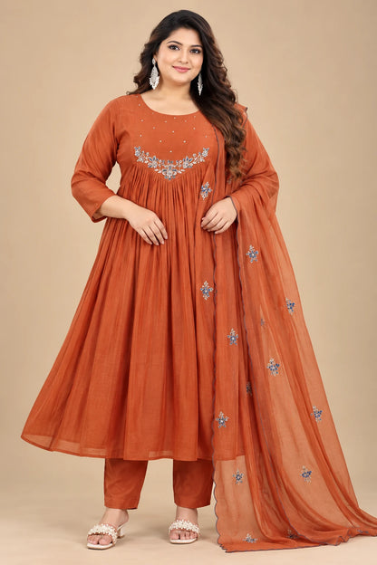 Plus Size Mulchantheri Aari Work 3pcs set
