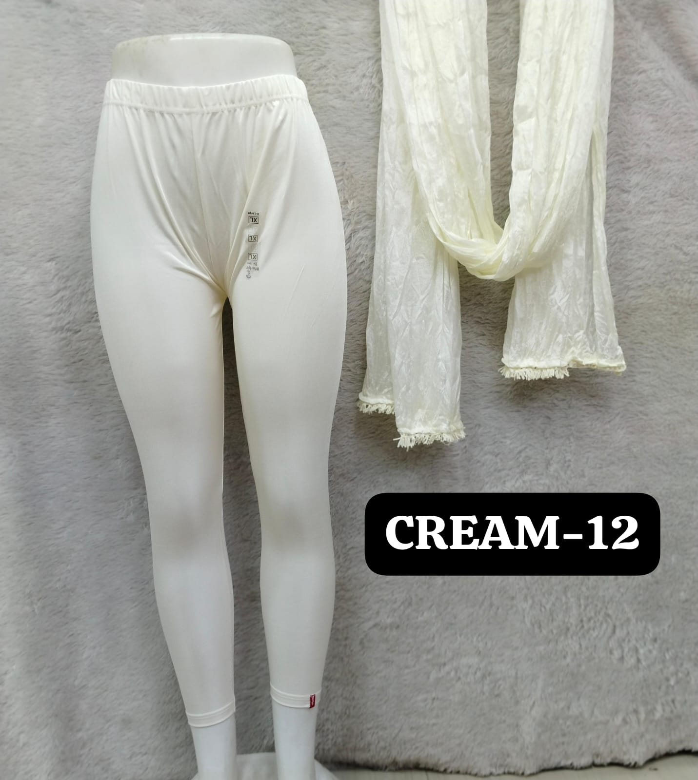 Shimmer Angle Lenth and Dupatta – Cream