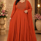 Plus Size Aari Work Georgette Pannel Cut