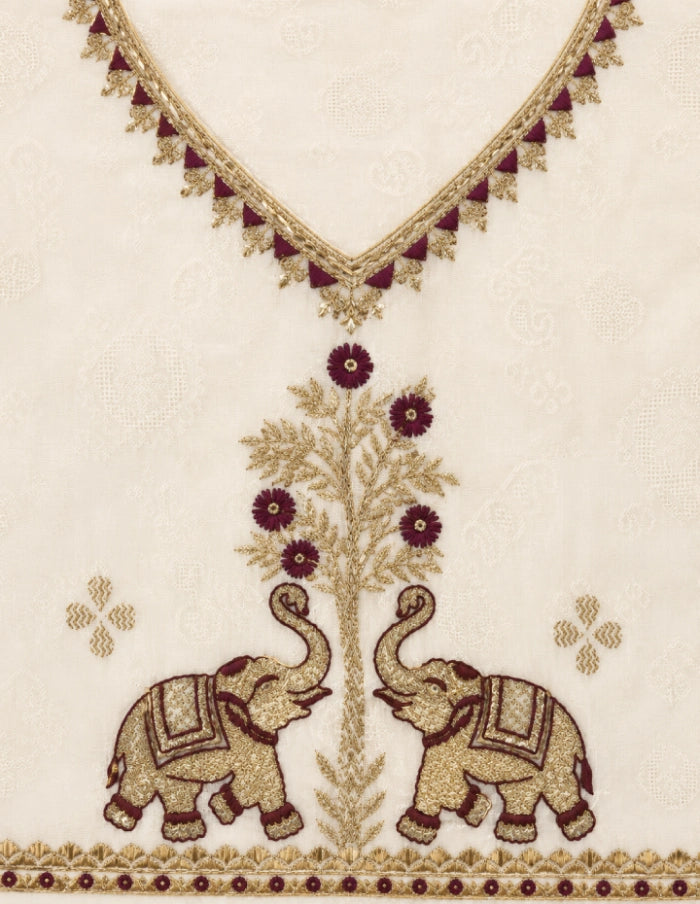 Plus Size Pearl Elephant With Aari Work 2pcs Set
