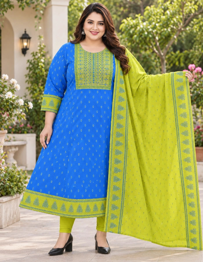 Plus Size Rayon Top With Dupatta