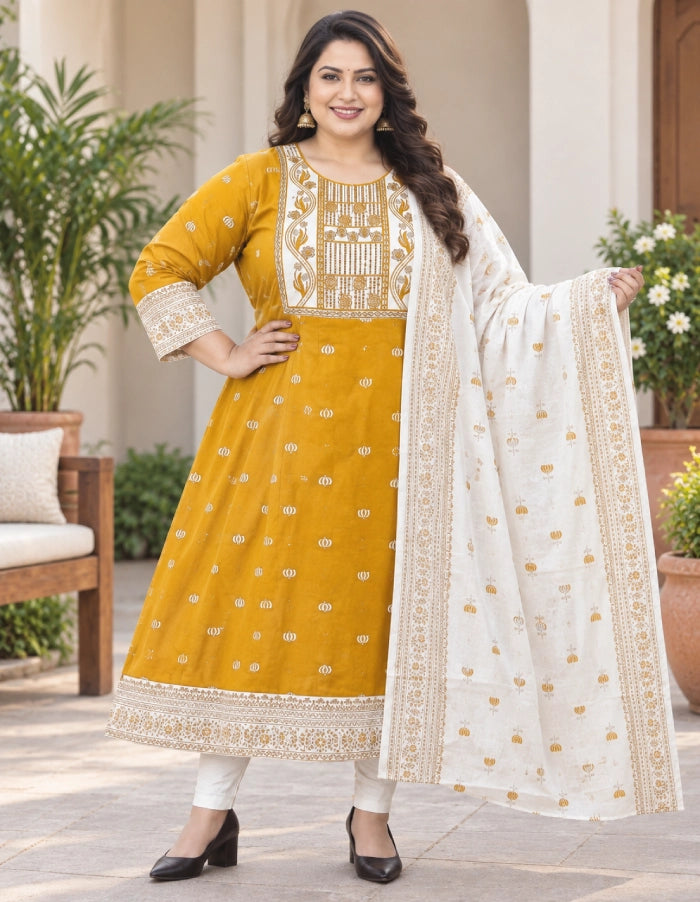 Plus Size Rayon Top With Dupatta