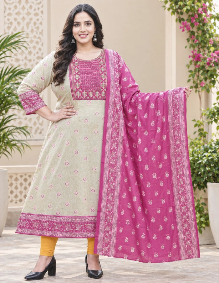 Plus Size Rayon Top With Dupatta