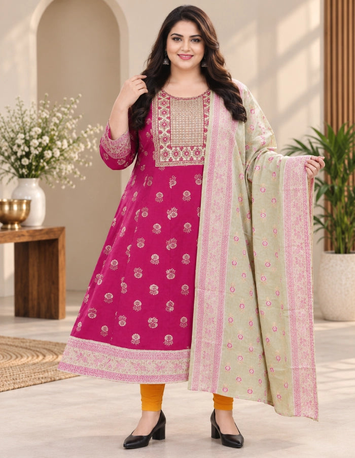 Plus Size Rayon Top With Dupatta