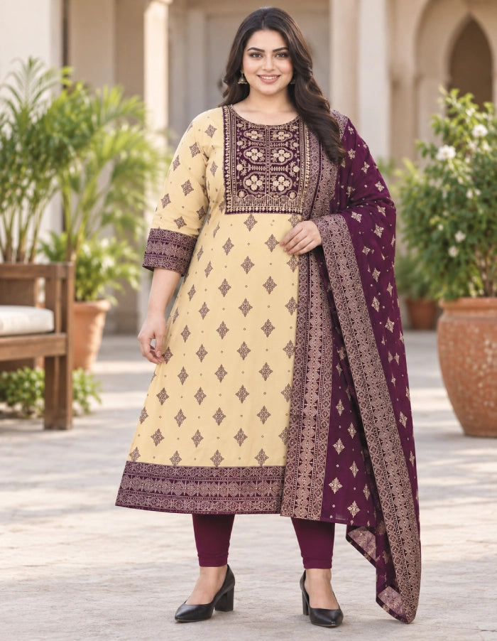 Plus Size Rayon Top With Dupatta