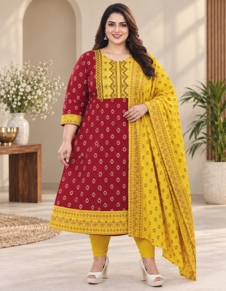 Plus Size Rayon Top With Dupatta