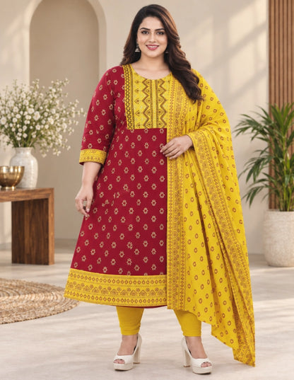 Plus Size Rayon Top With Dupatta