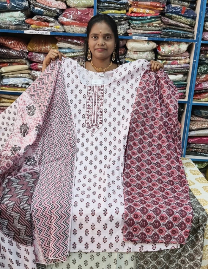 Plus Size Cotton Side Open 3pcs Set