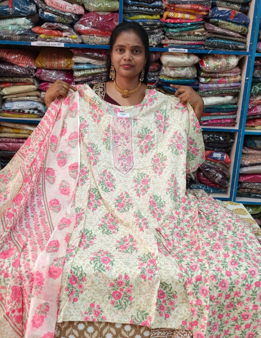 Plus Size Cotton Side Open 3pcs Set
