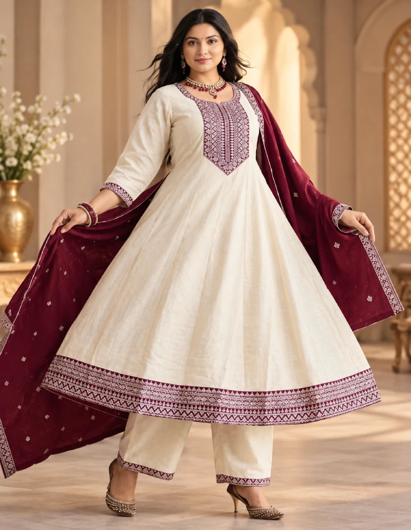 Plus Size Kalimodel Vizhitra Silk 3-Piece Set