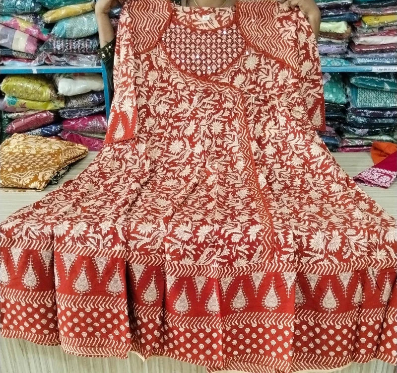 Plus Size Mirror Patch Work Anarkali