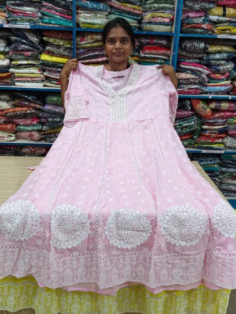 Plus Size Mulmul Cotton Thread Emporidary Full