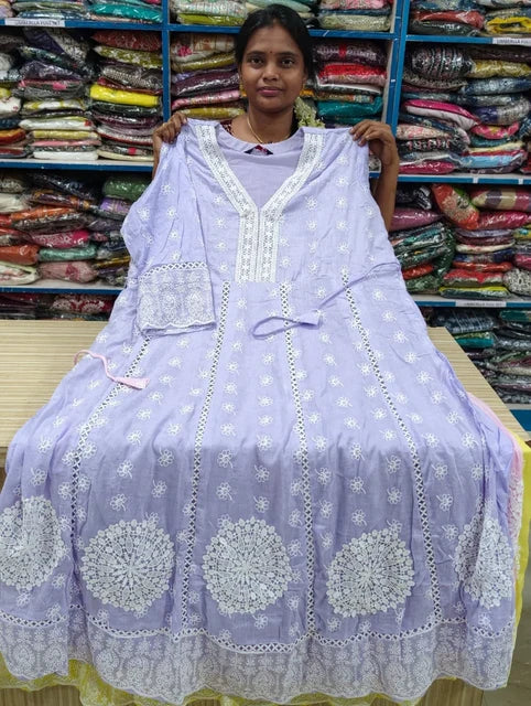 Plus Size Mulmul Cotton Thread Emporidary Full