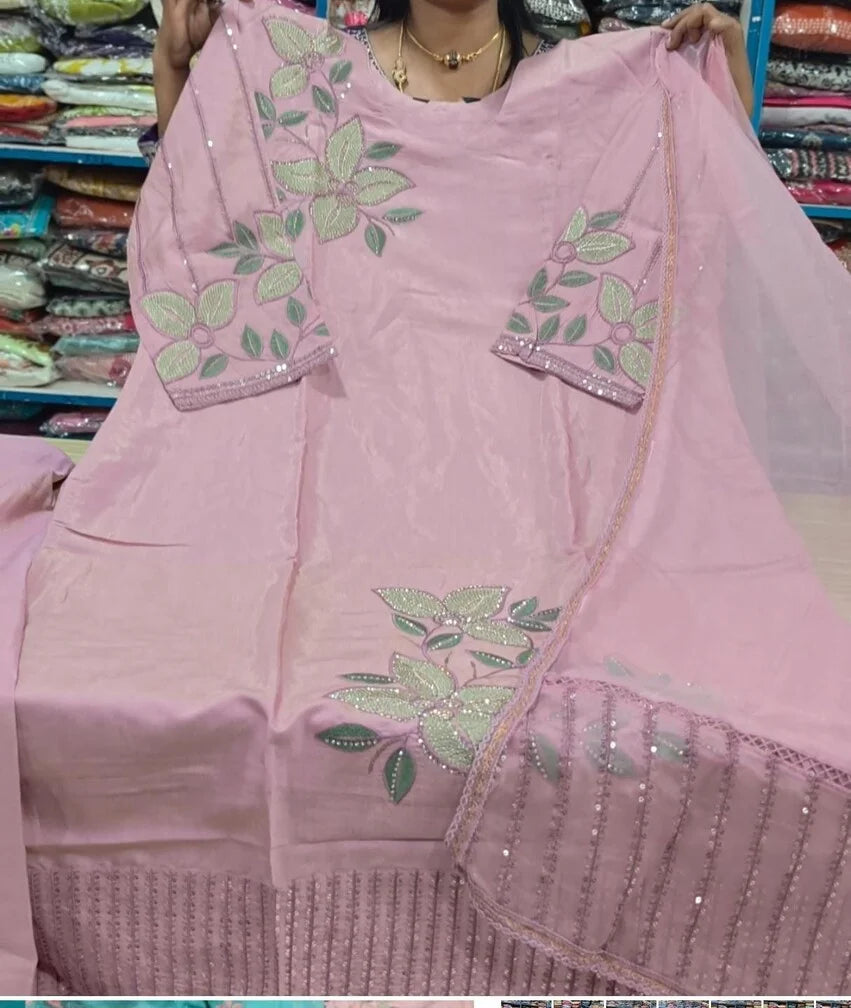 Plus Size Mulchantheri Sequence Work 3pcs Set