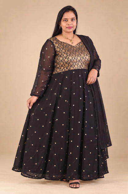 Plus Size Georgette Putta Work Blacky 2-Piece Set