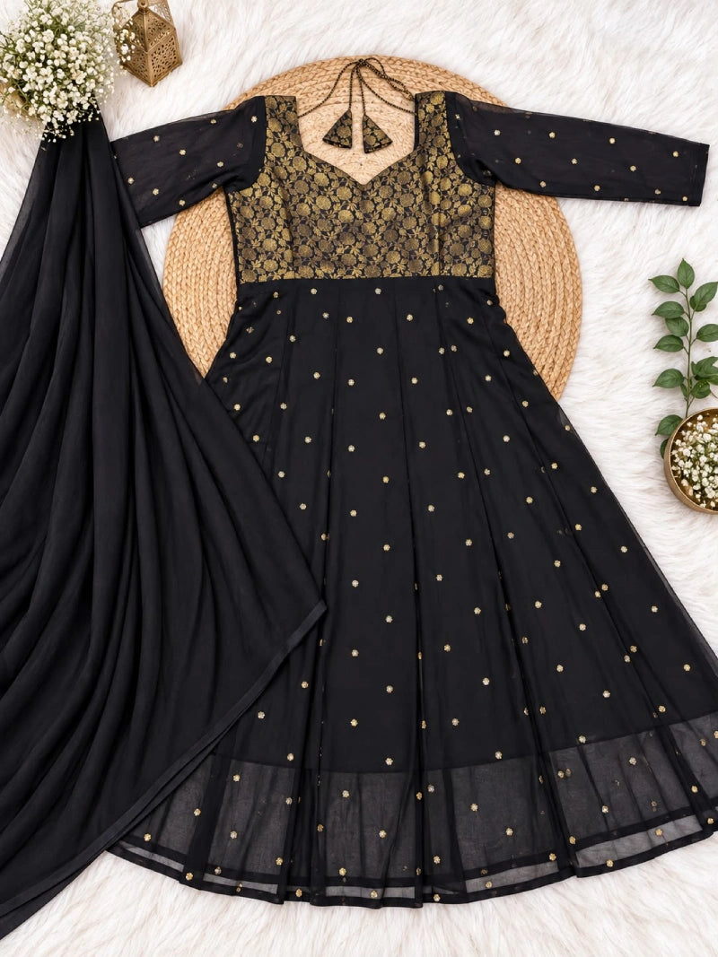 Plus Size Georgette Putta Work Blacky 2-Piece Set