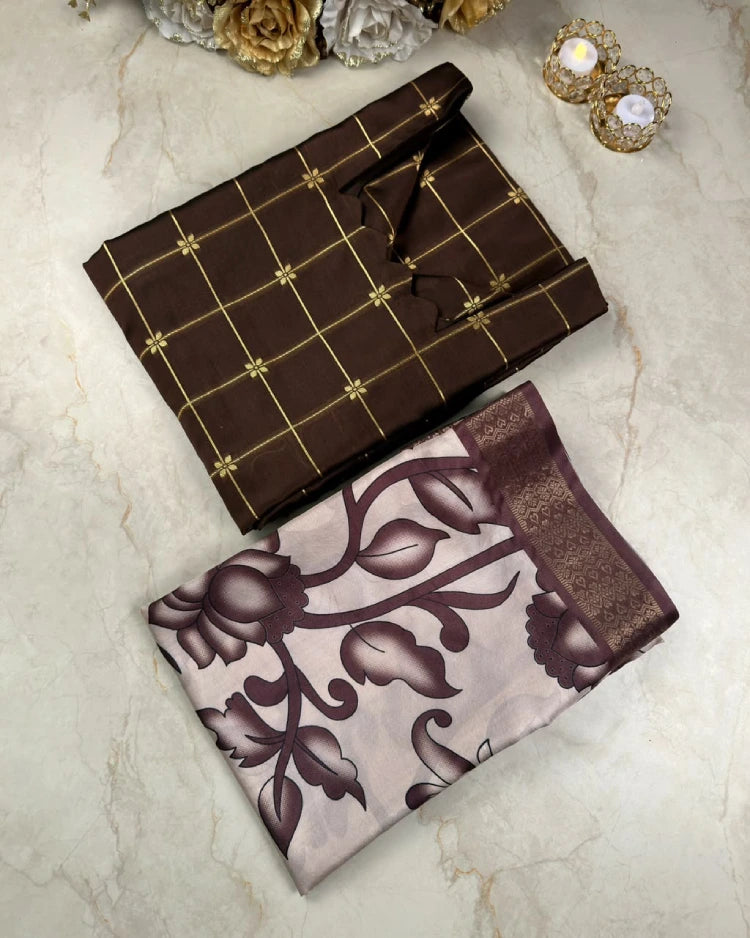 Silk Check Kurti Kalamkari Dupatta