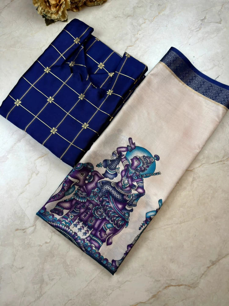 Silk Check Kurti Kalamkari Dupatta