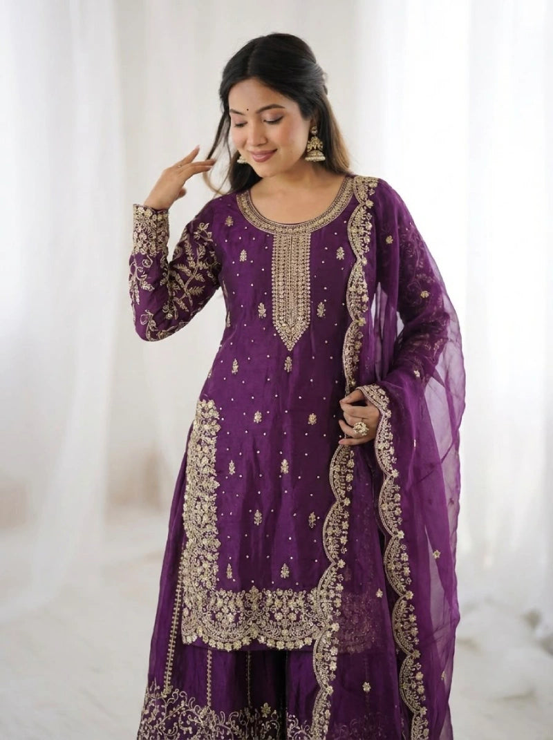 Shara Space Silk 3pcs Set Party Wear