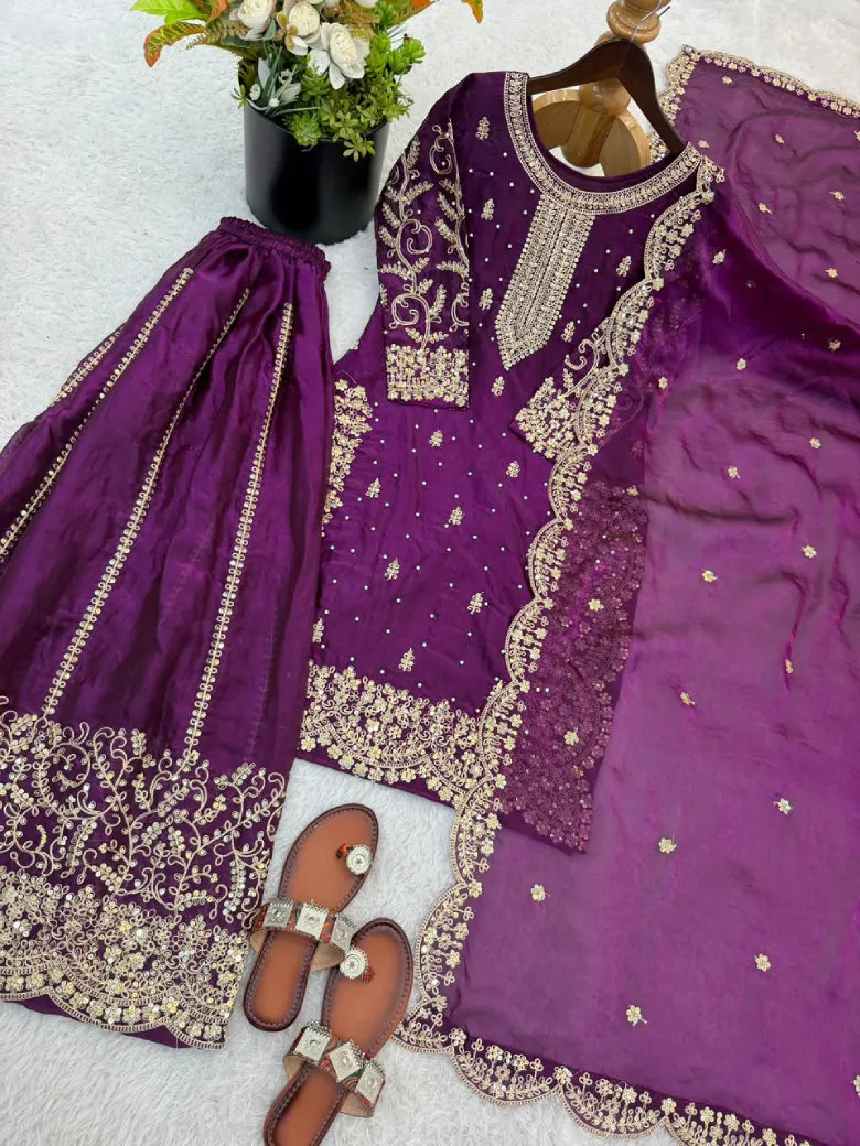 Shara Space Silk 3pcs Set Party Wear