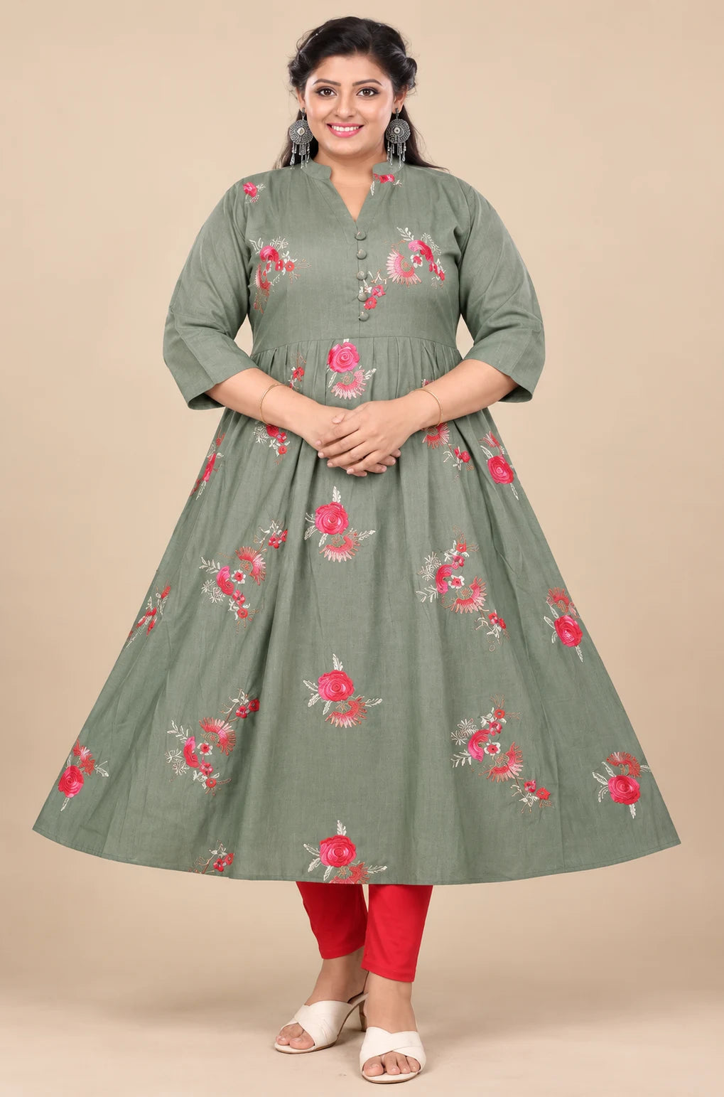 Plus Size Vertican Silk Frock