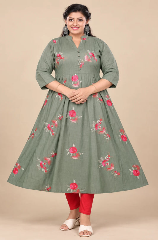 Plus Size Vertican Silk Frock