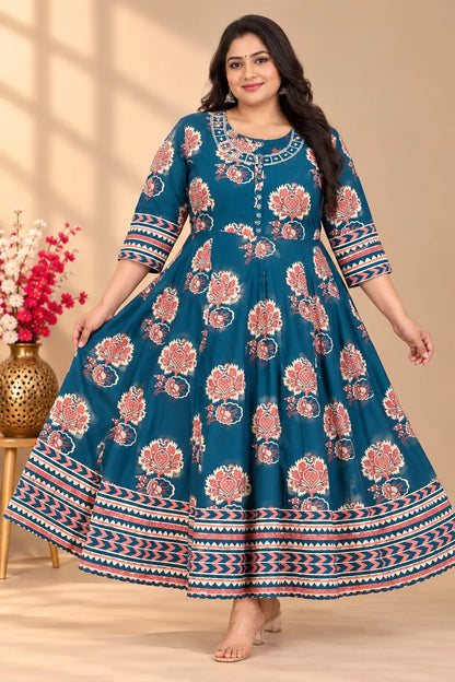 Plus Size Heavy Rayon Mirror Anarkali