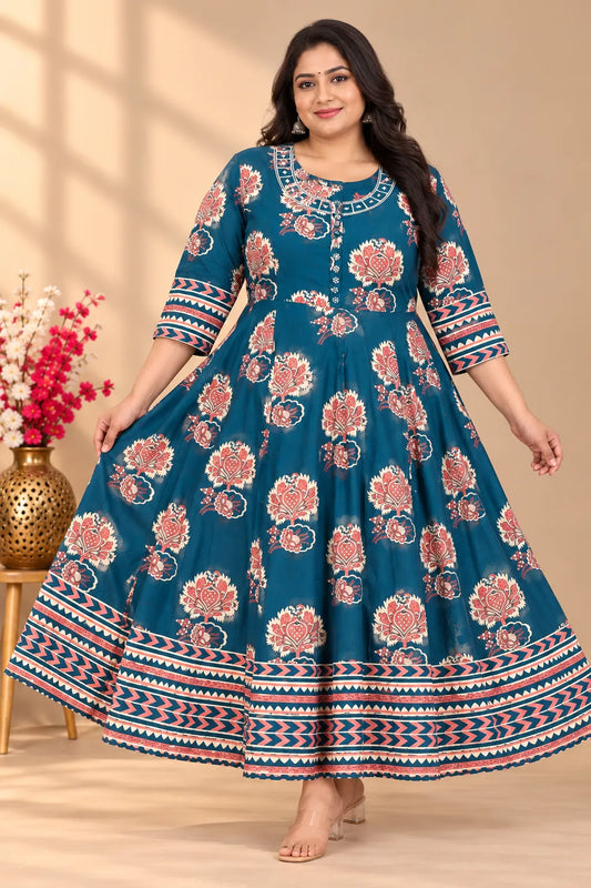 Plus Size Heavy Rayon Mirror Anarkali