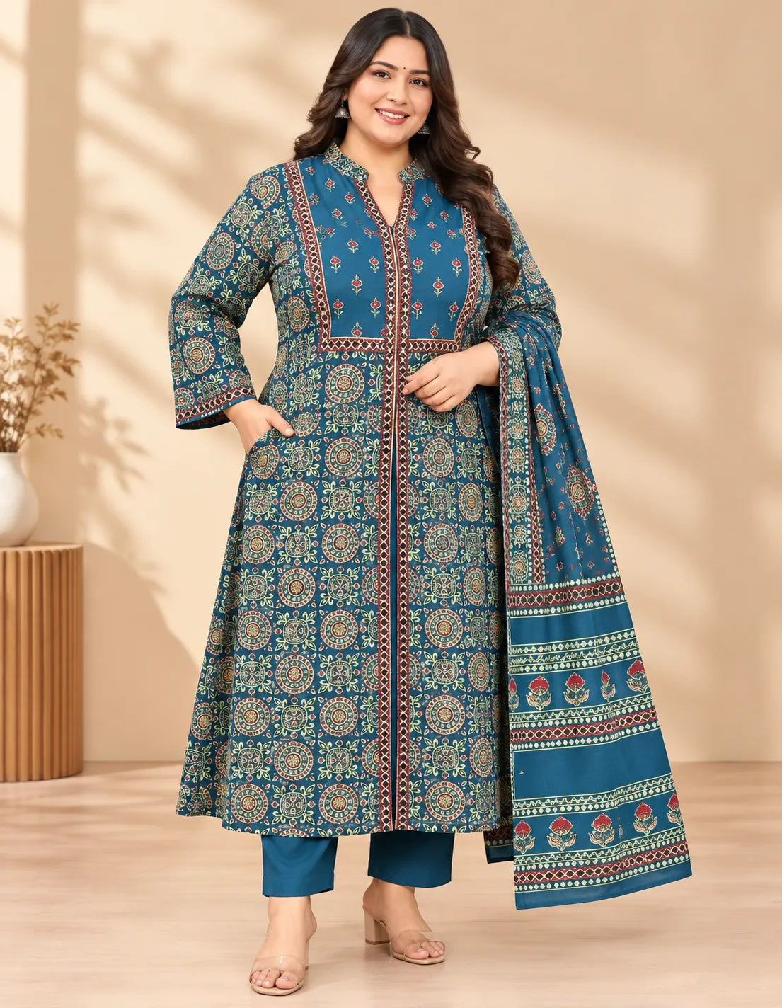 Cotton Anarkali 3pcs Set