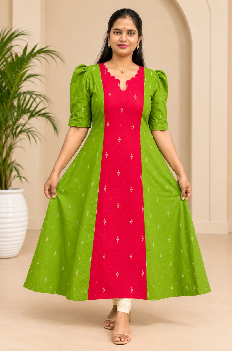 Raw Silk Aline Scalap Design