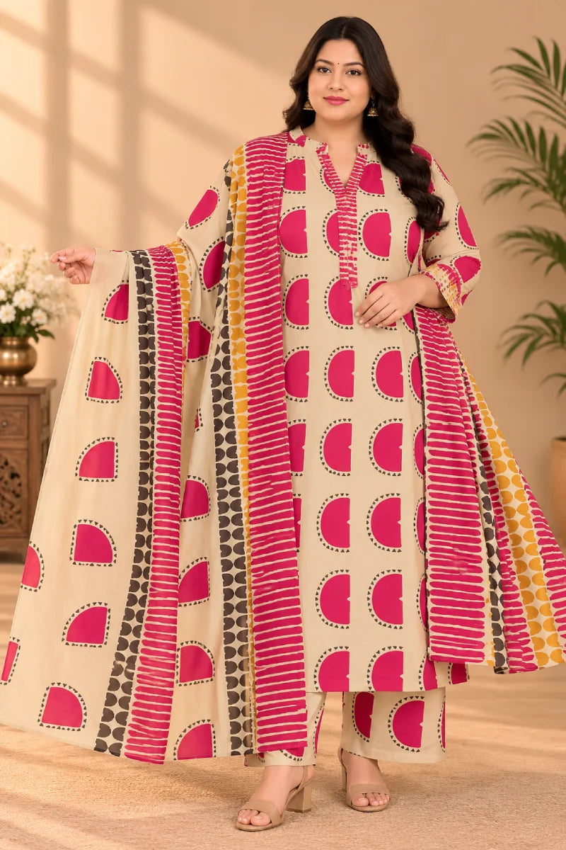 Plus Size Dhabu Cotton 3pcs Set
