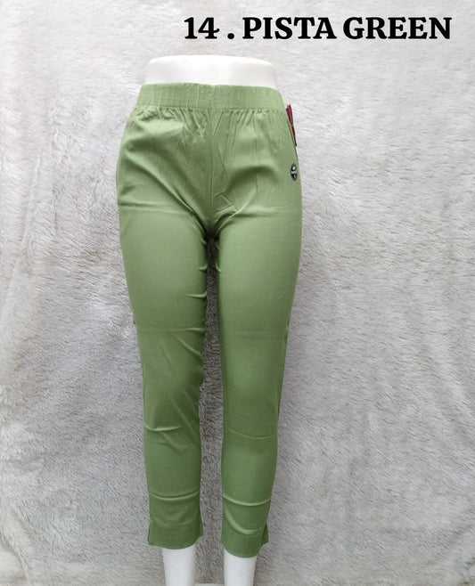 Straight Cotton Pant - Pista Green