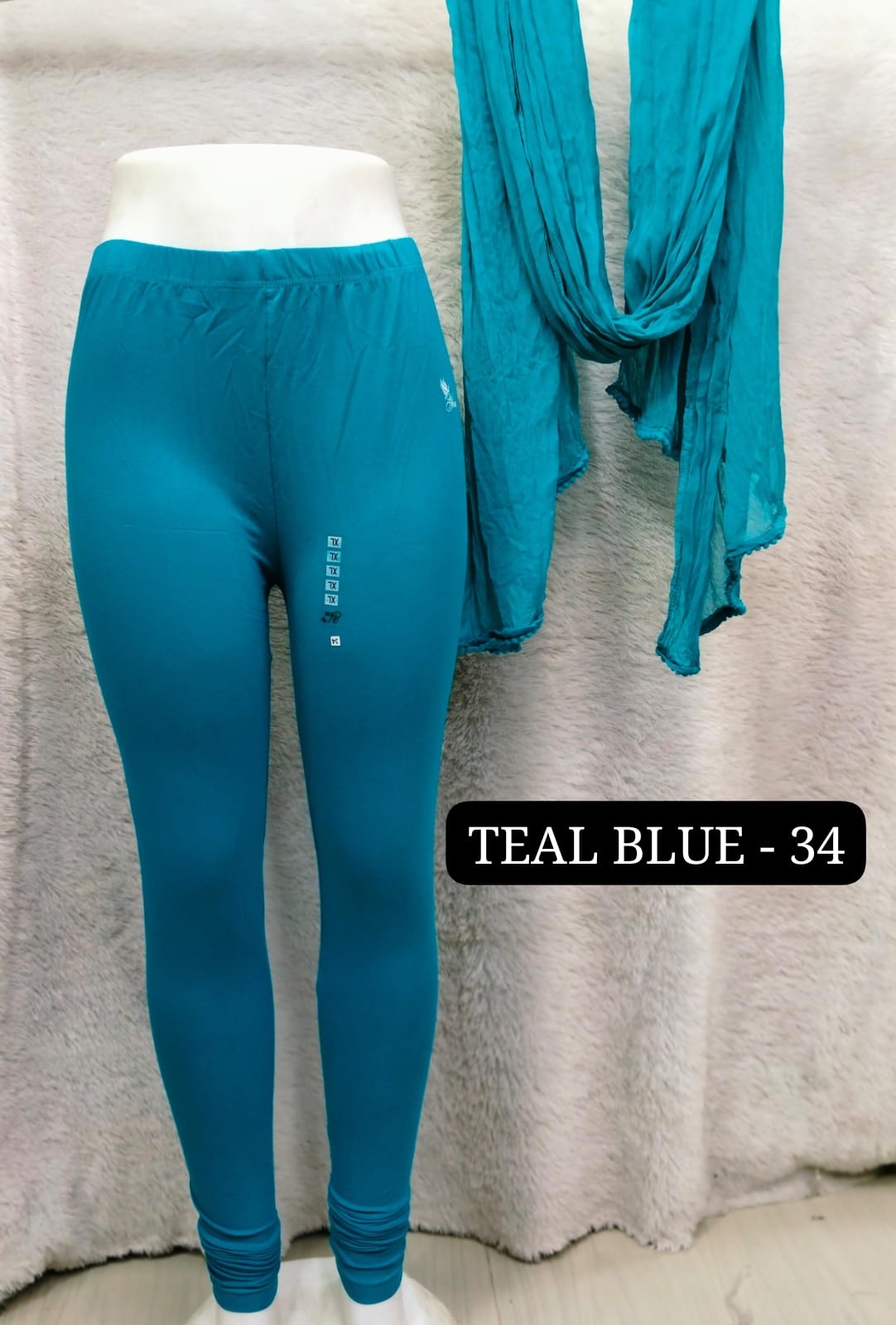 4 way Leggings & Nazmin Dupatta - Teal Blue