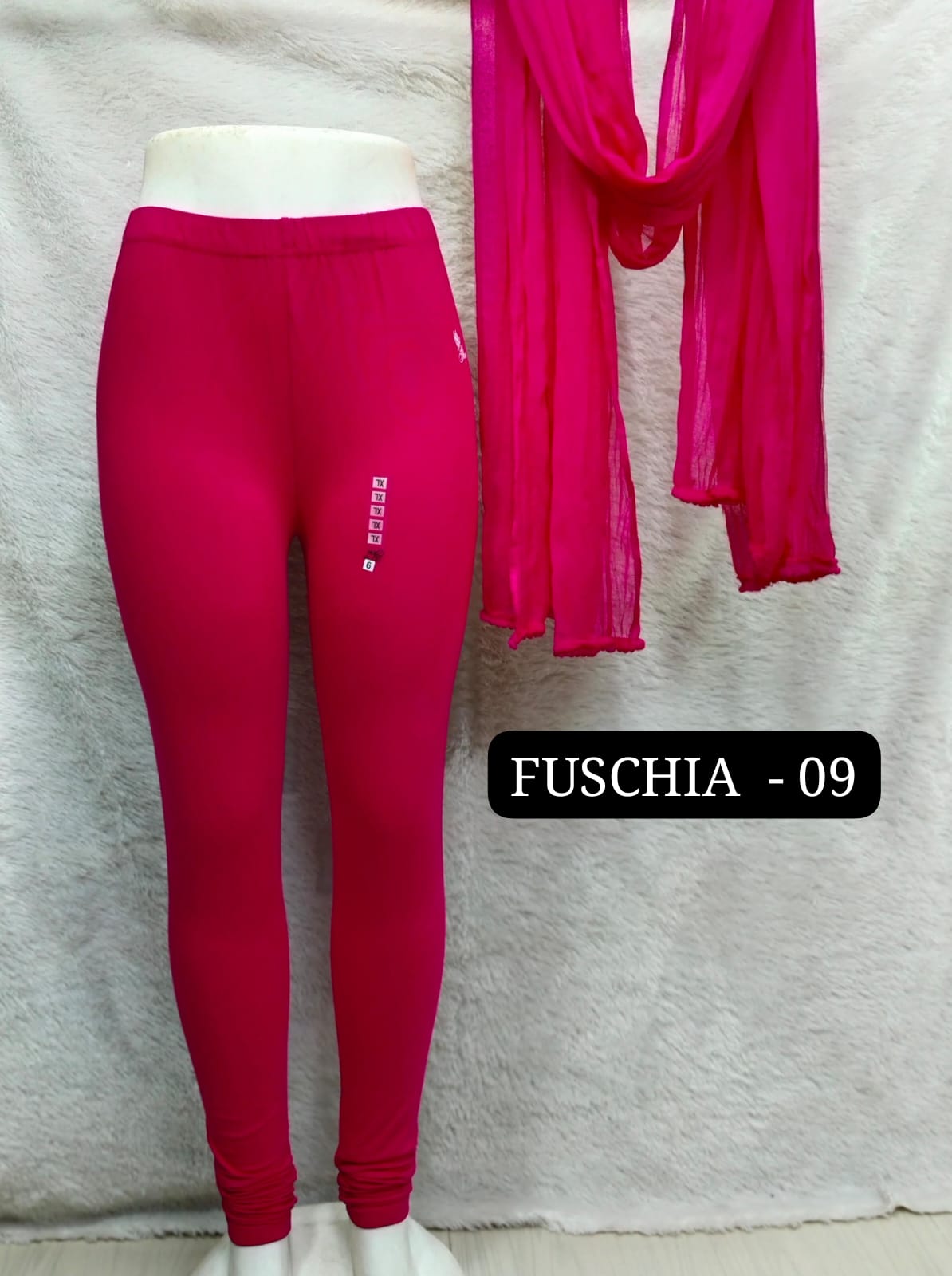 4 way Leggings & Nazmin Dupatta - Fuschia