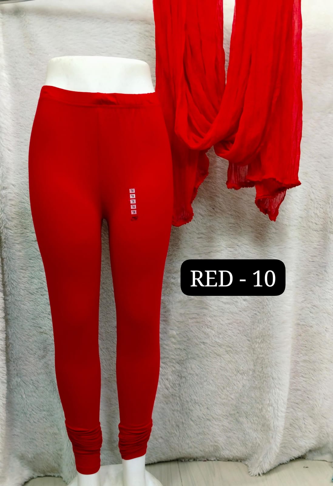 4 Way Leggings & Nazmin Dupatta - Red