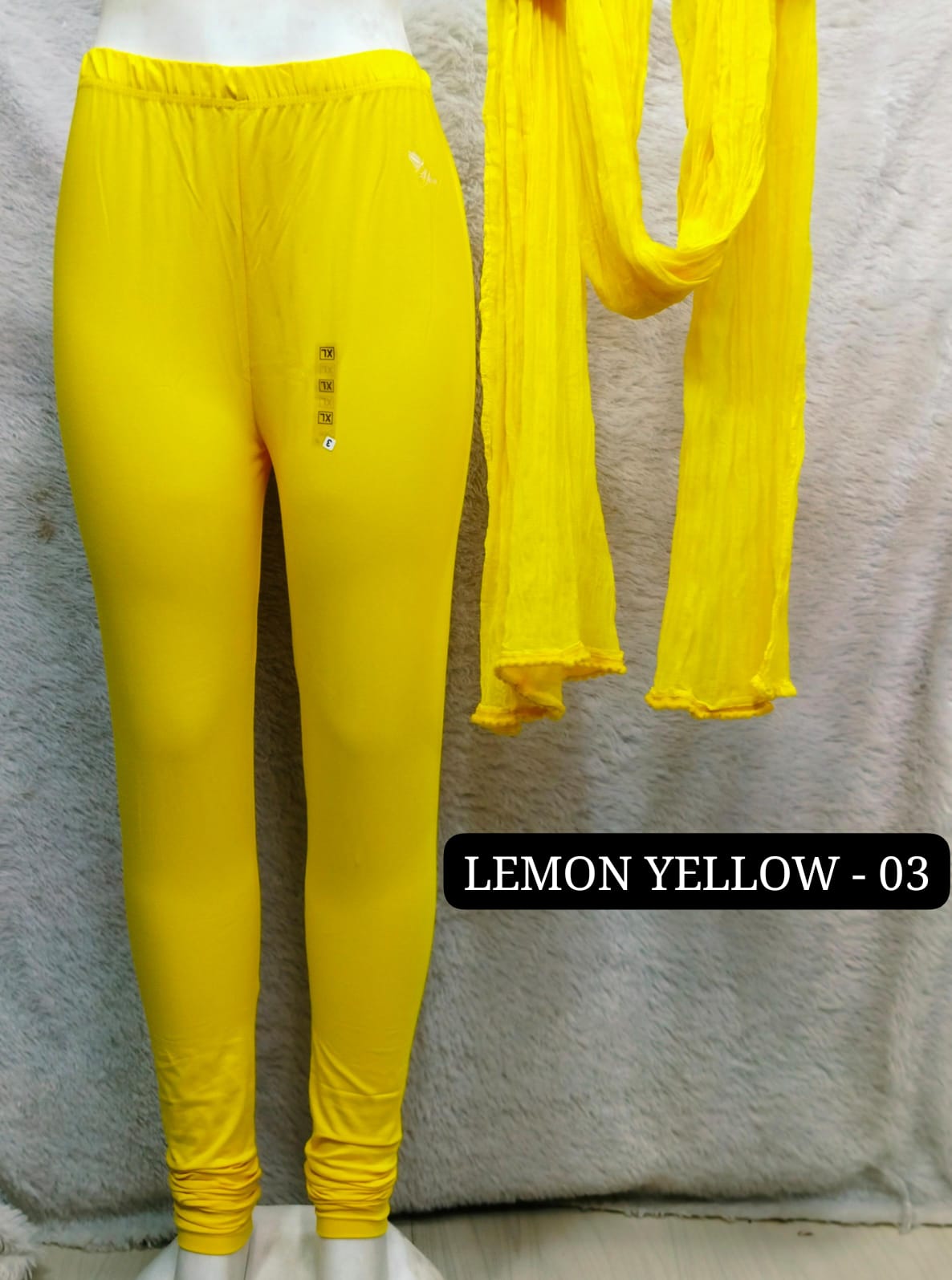 4 Way Leggings & Nazmin Dupatta - Lemon Yellow