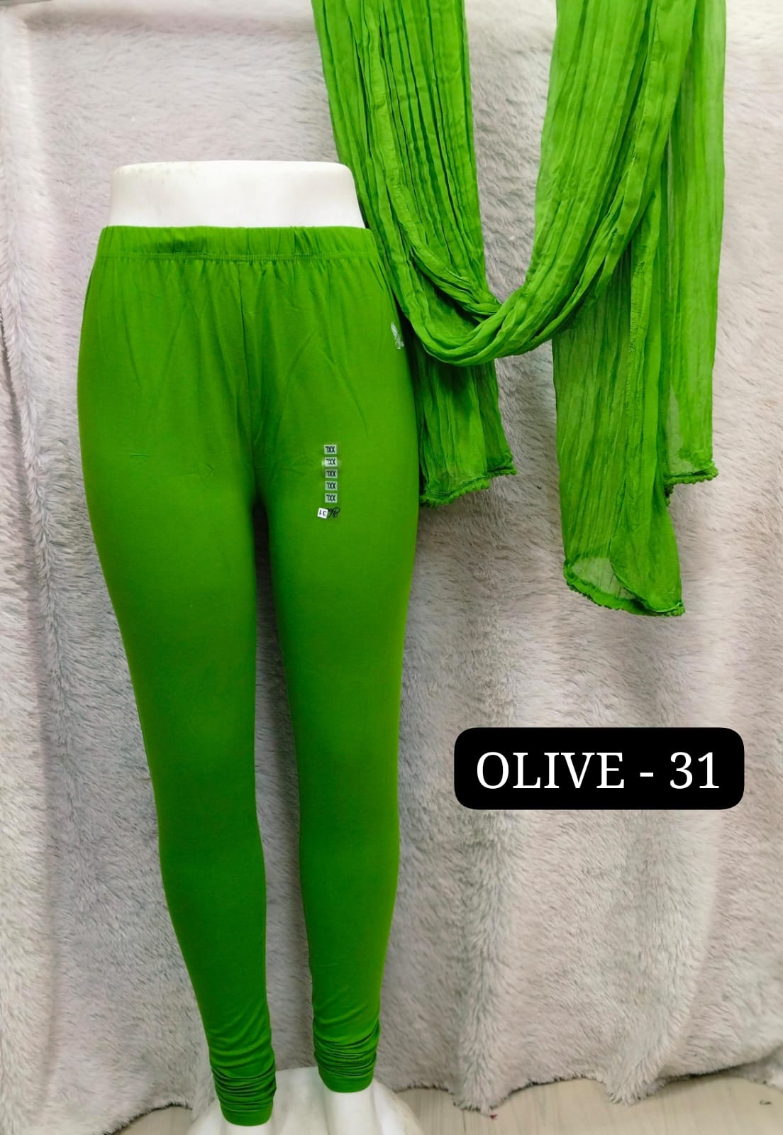 4 Way Leggings & Nazmin Dupatta - Olive