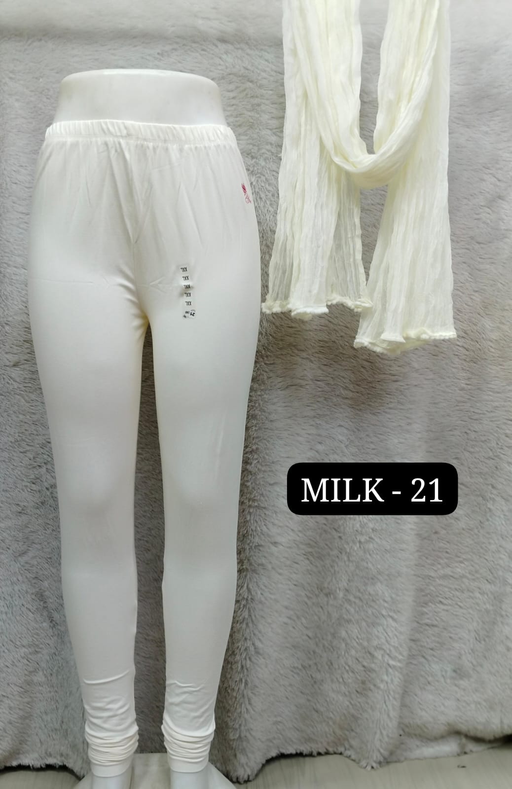 4 way Leggings & Nazmin Dupatta - Milk