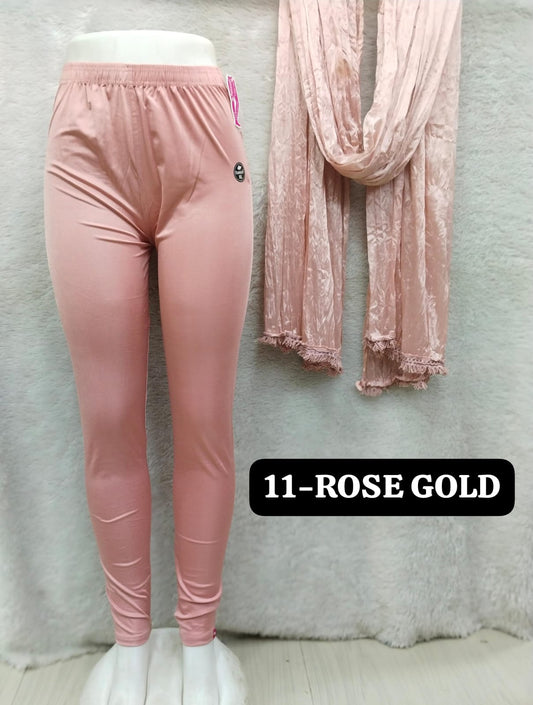 Shimmer Full Length Leggings and Dupatta - Rose Gold